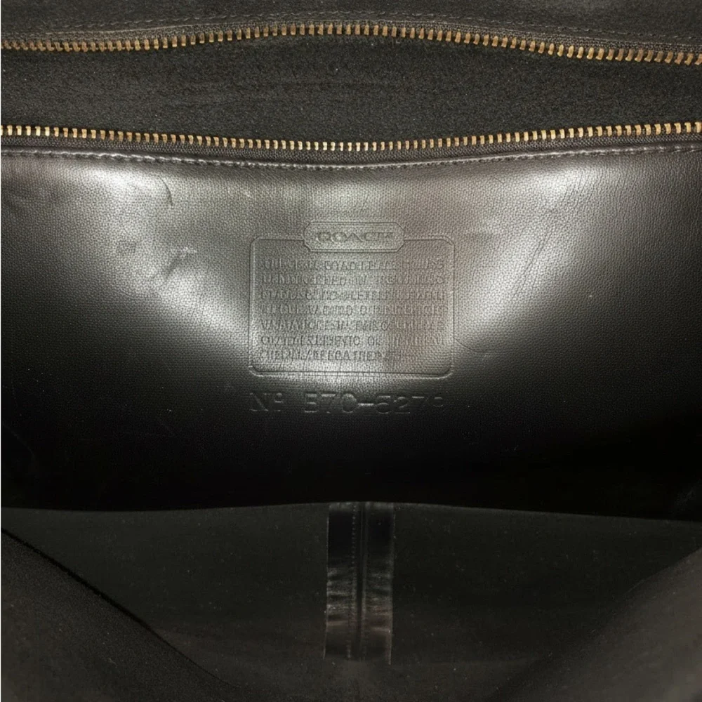 Vintage COACH Kensington Black Leather Briefcase with Dual Front Pockets Strap